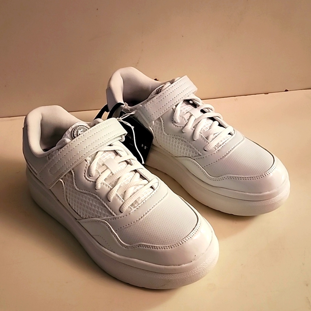 UNISEX AND 1 Platform Velcro White Athletic Sneakers Little-Big Girl Size 6 - Picture 2 of 9
